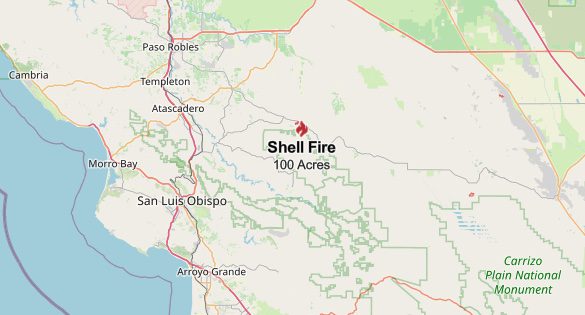 Shell Fire rages near Creston, Cal Fire reports 100 acres burned and 60 percent containment