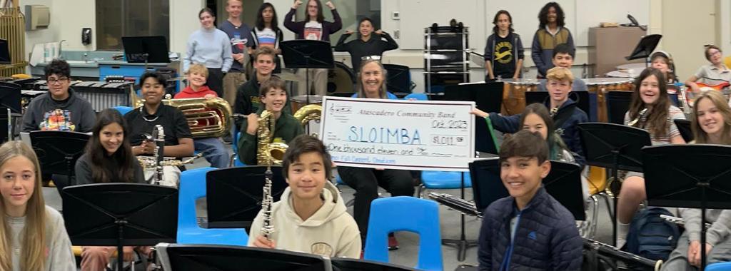 Atascadero Community Band presents $1,011 donation to Laguna Middle School band students