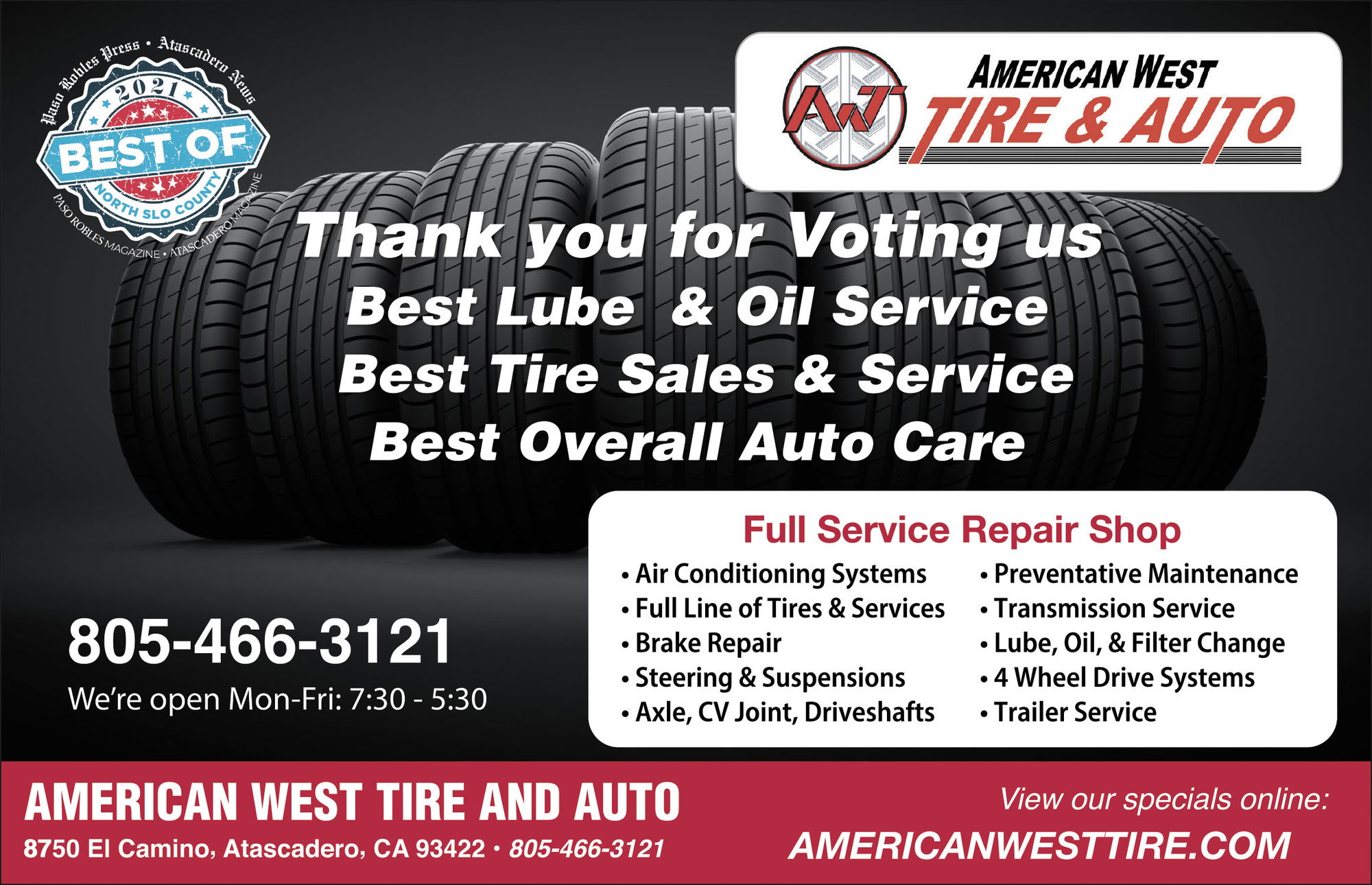 American West Tire & Auto Voted Best Overall Auto Care