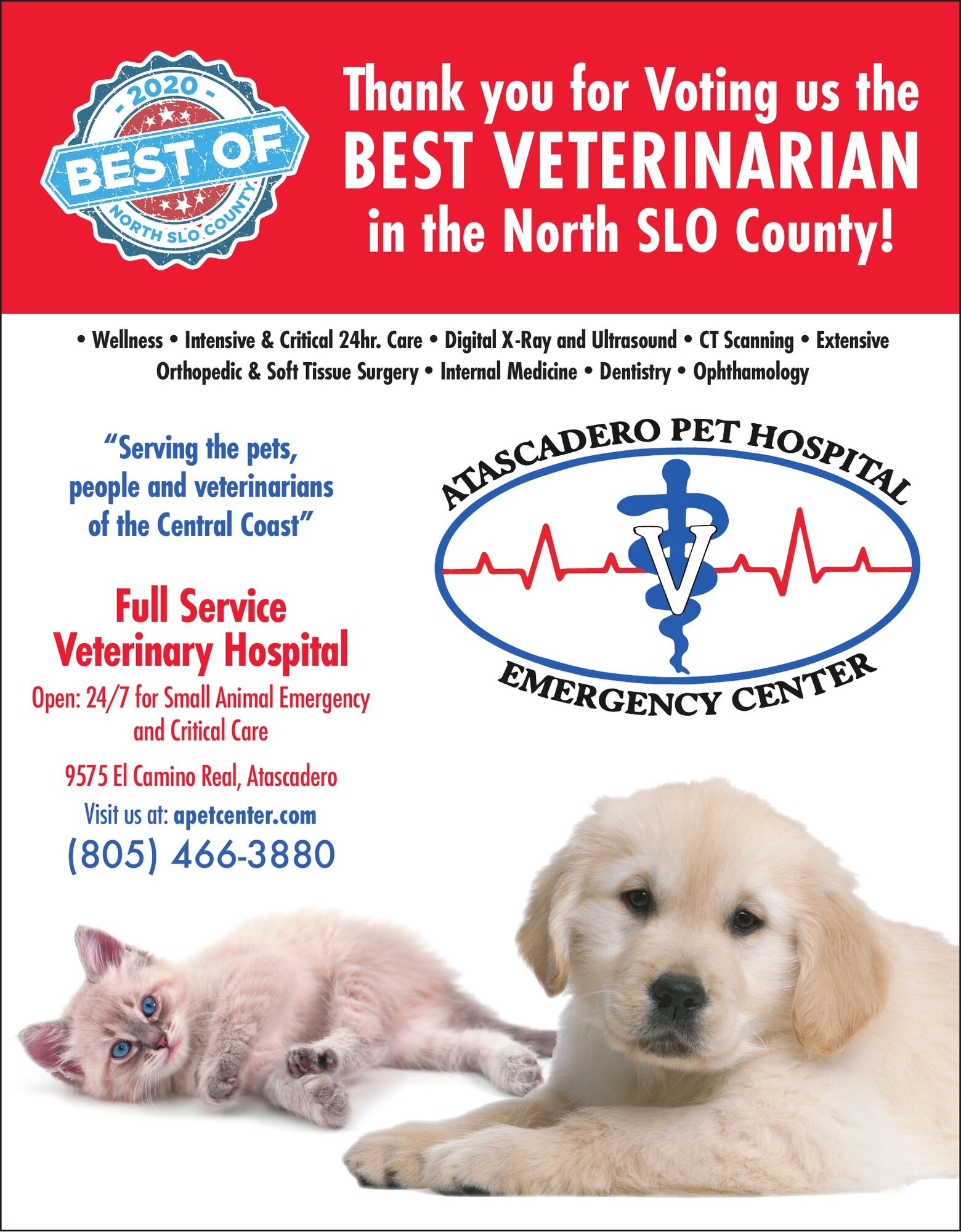 Atascadero Pet Hospital Open for You