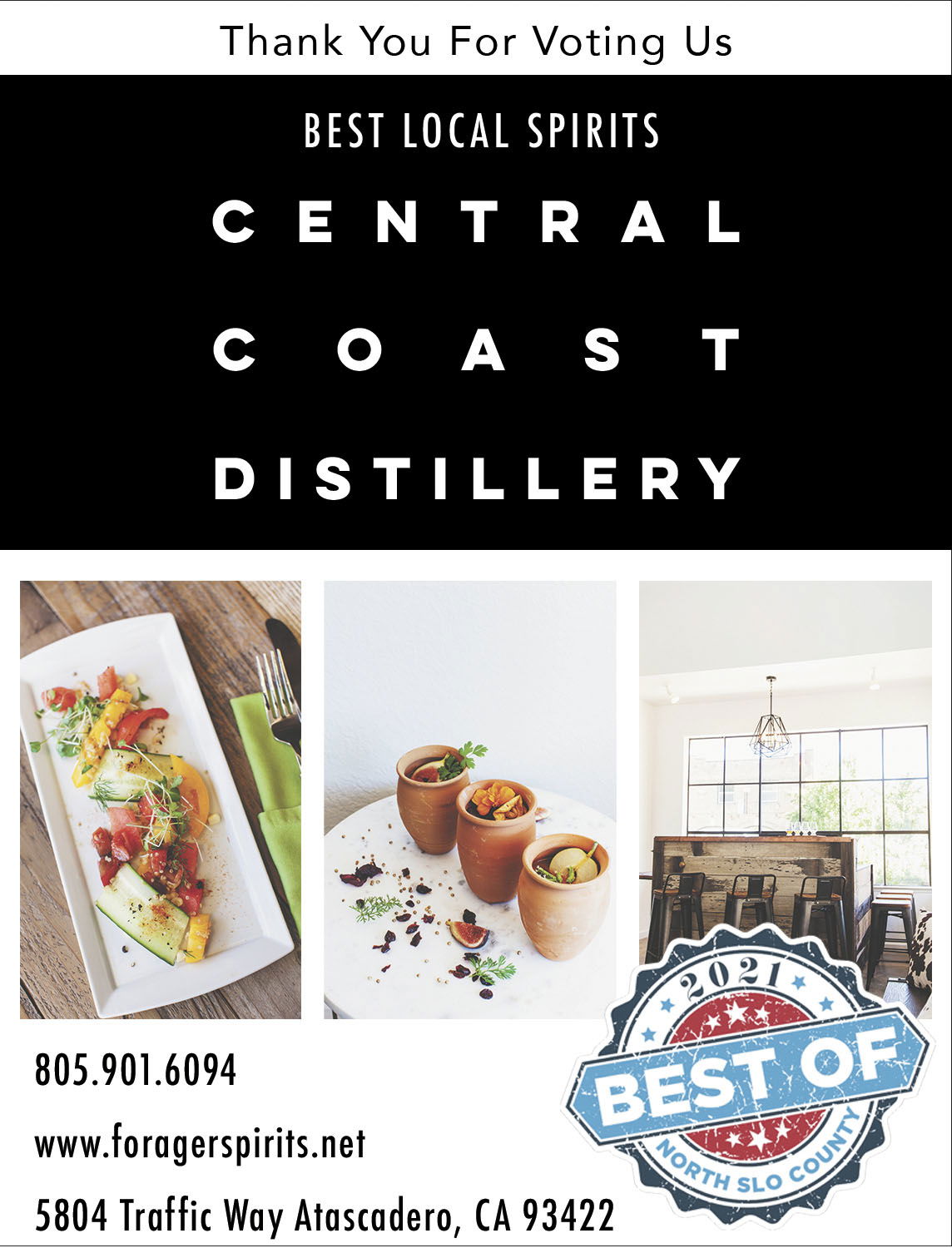 Central Coast Distillery-Forager Voted Best Local Spirit