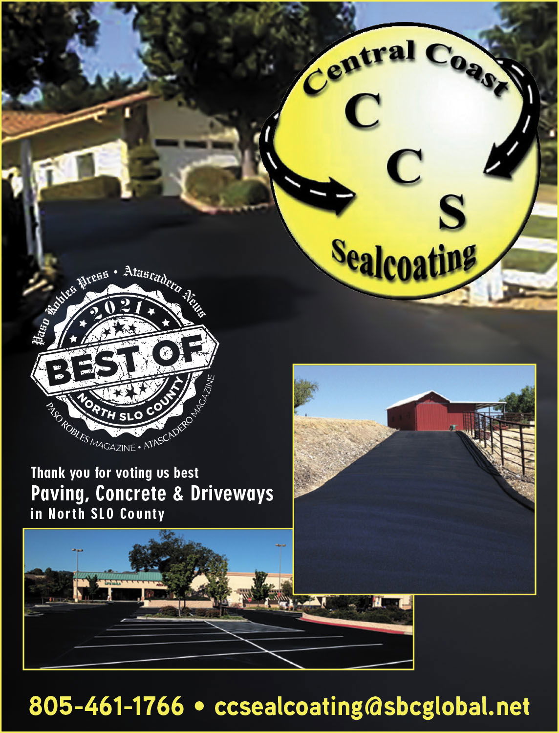 Central Coast Sealcoating Voted Best Best Paving, Concrete, and Driveways