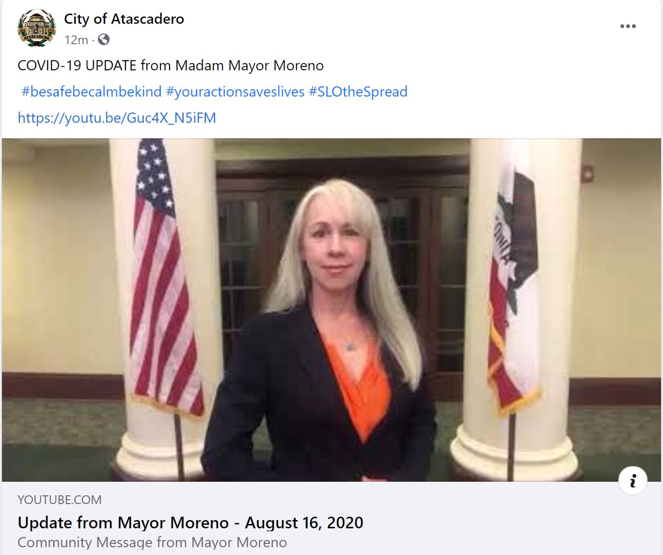 COVID-19 Update from Atascadero Mayor Moreno