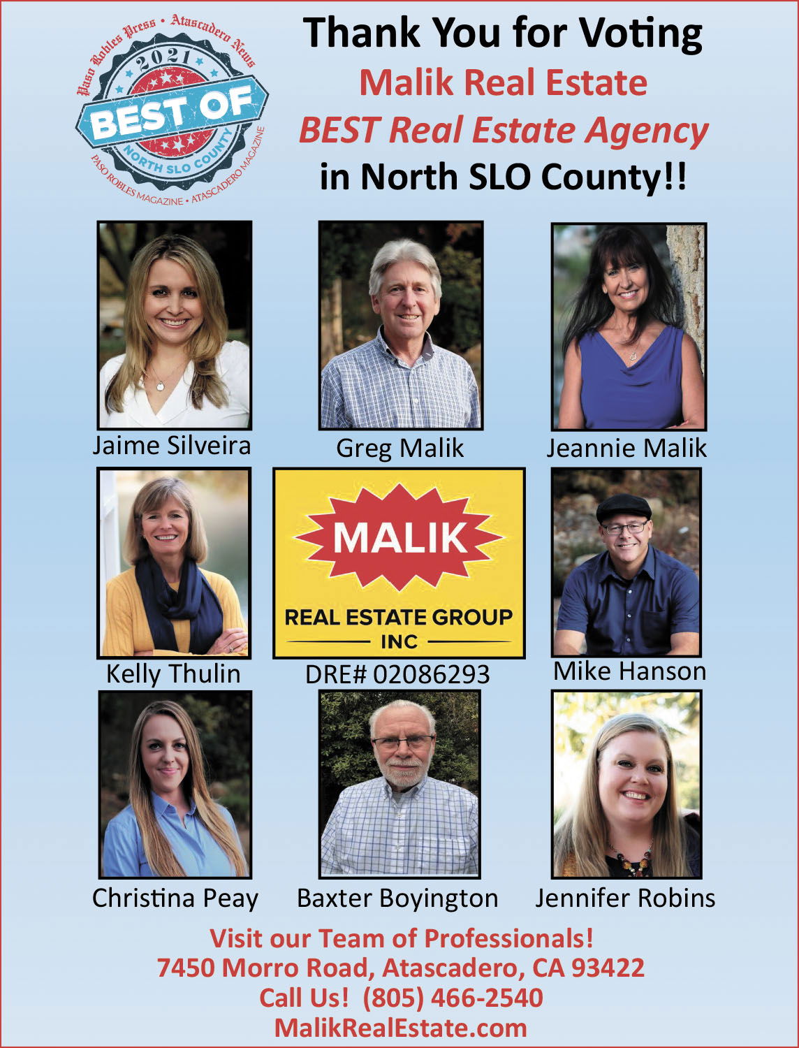 Malik Real Estate Group Voted Best Real Estate Group/Agency