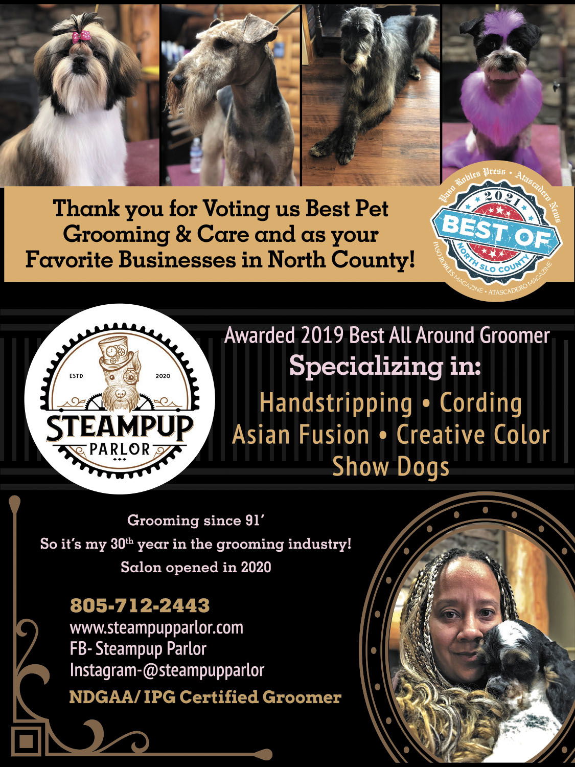 Steam Pup Parlor Voted Best Pet Grooming & Care