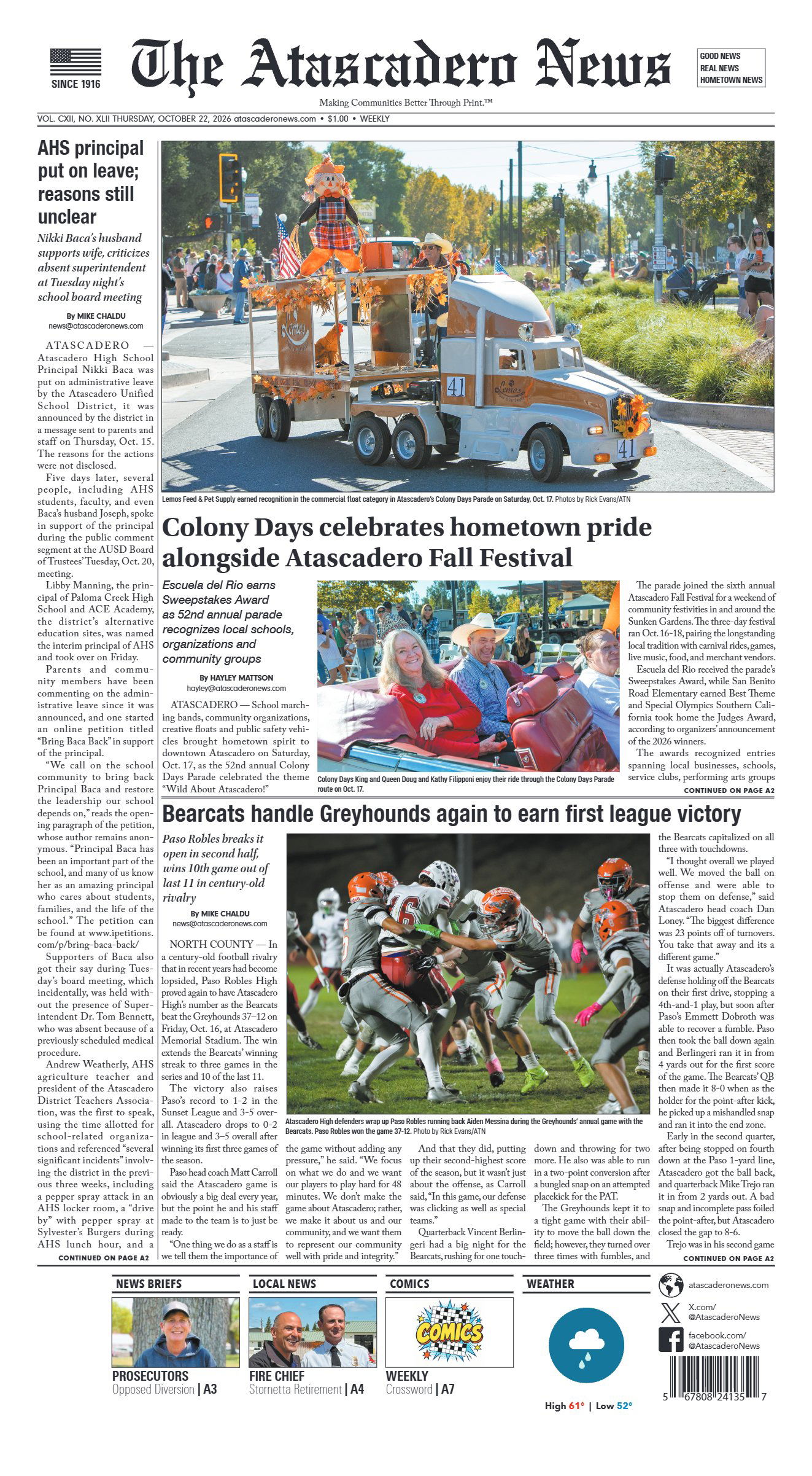 Atascadero News, Oct 2026 cover