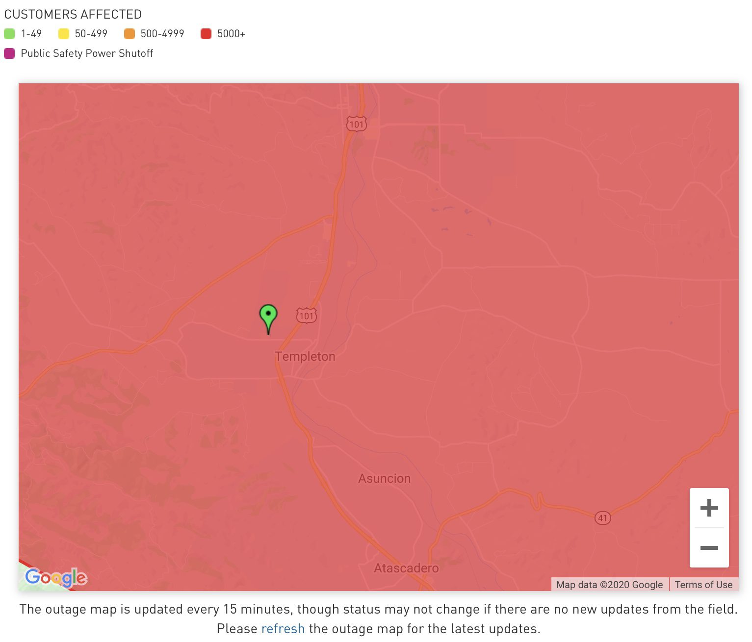 UPDATED: North SLO County Power Restored at 6:58 a.m.