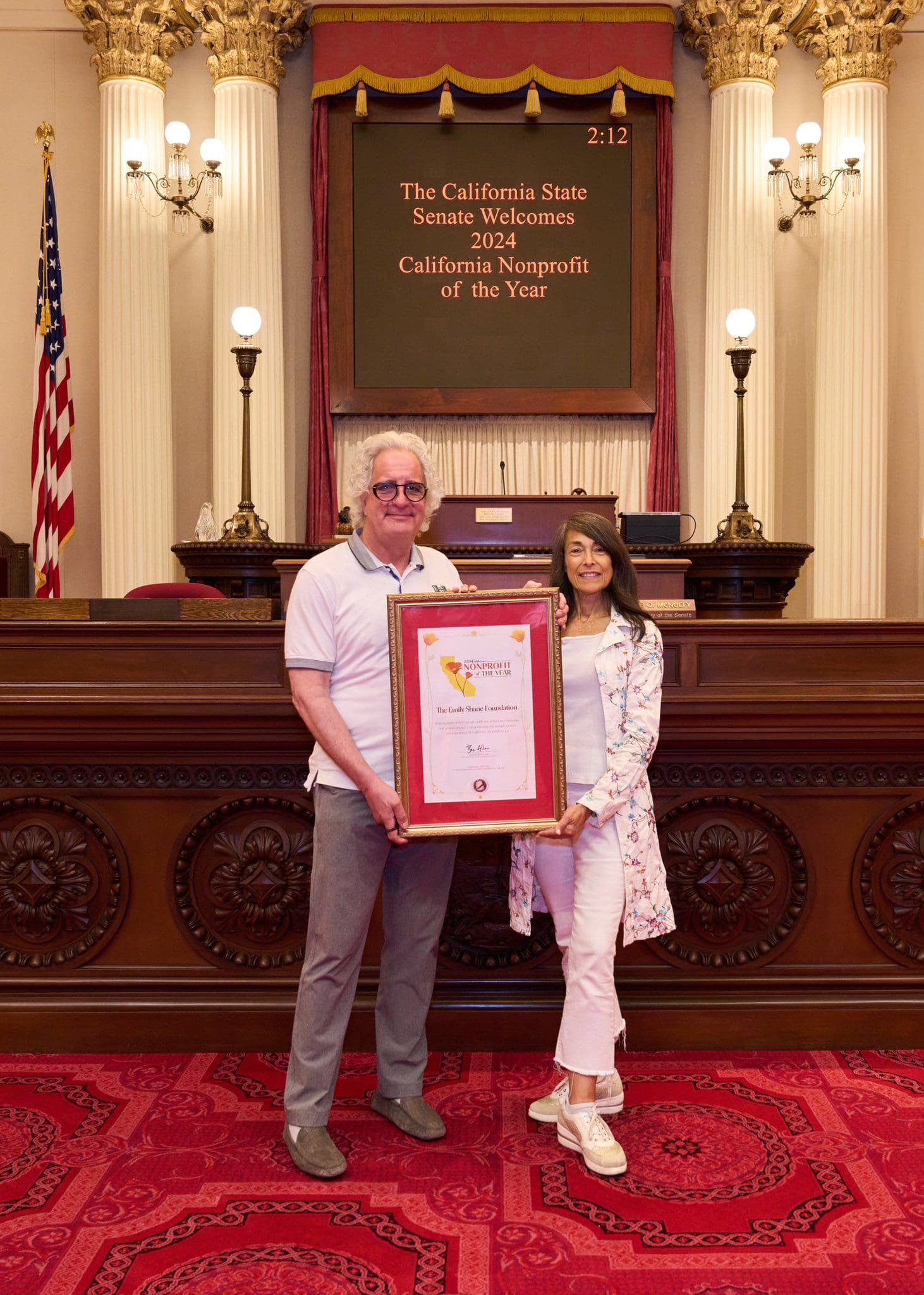 Senator Ben Allen recognizes The Emily Shane Foundation as nonprofit organization of the year