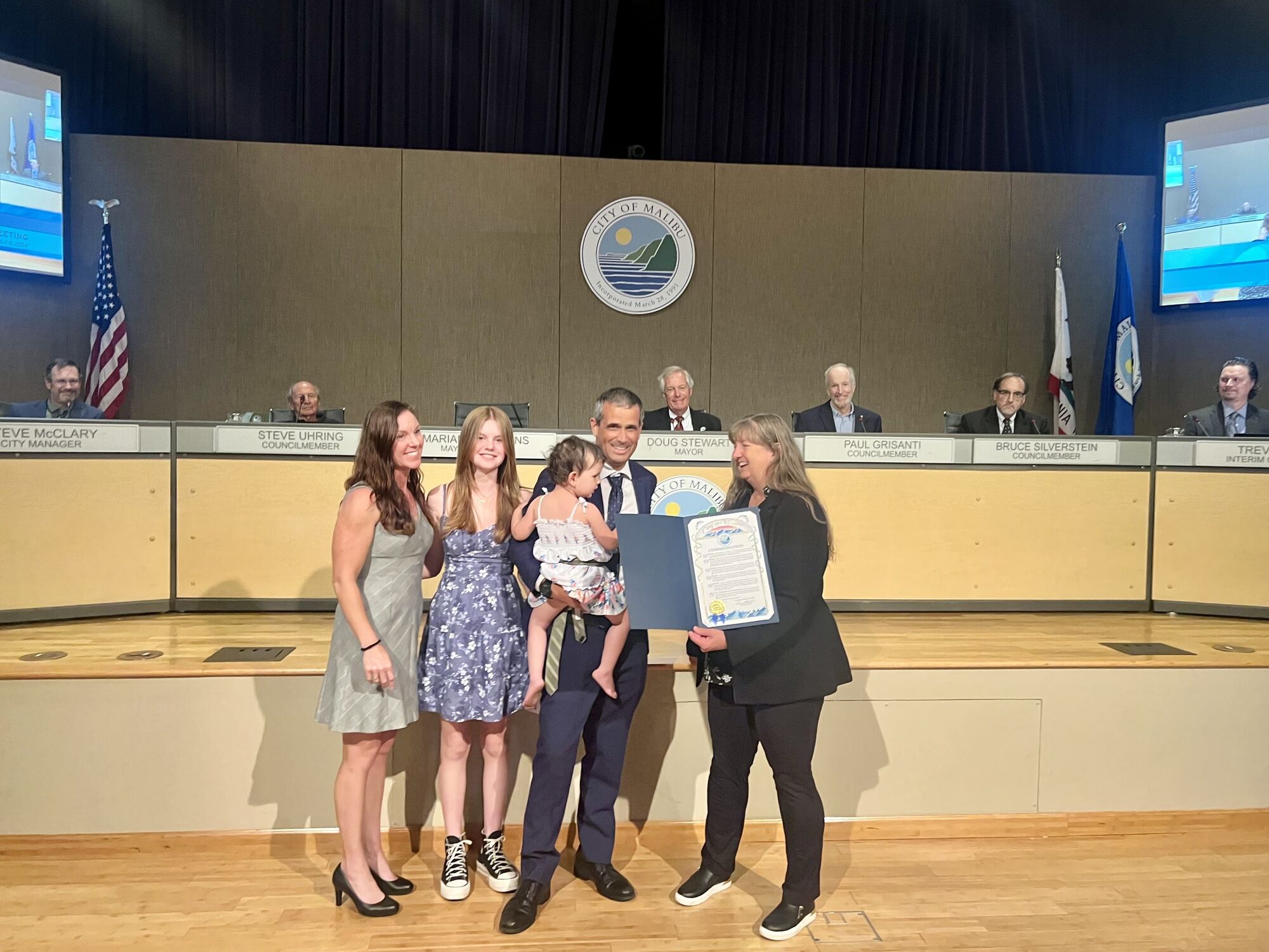 City Council: Planning Director recognized, Doug Stewart elected Malibu mayor, Marianne Riggins mayor pro tem