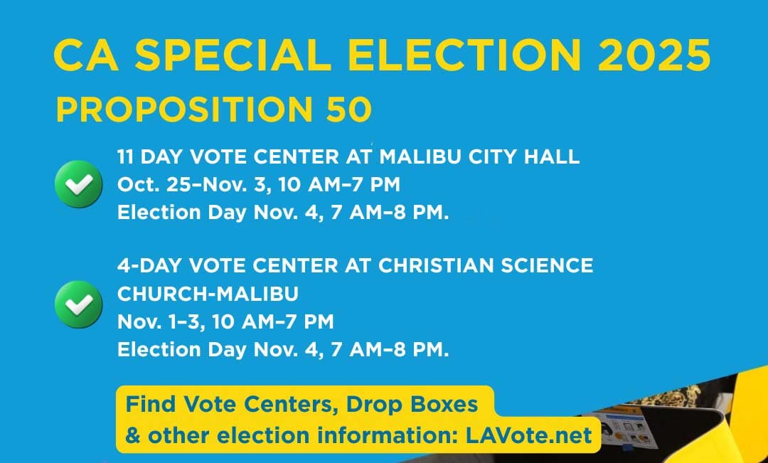 Malibu to host 11-day Vote Center for Nov. 4 Special Election
