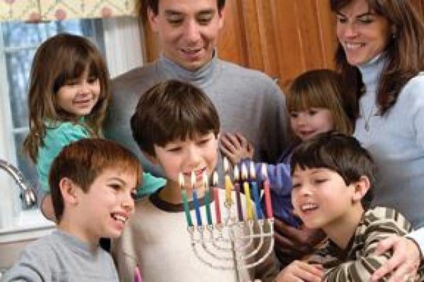 Hanukkah candles burning bright