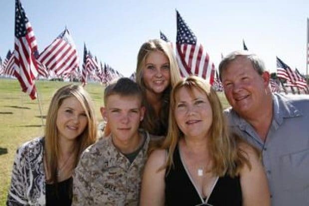 A marine returns