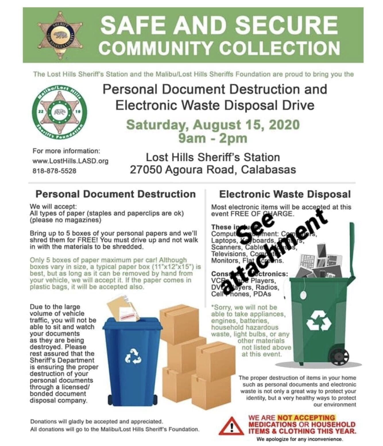 Sheriff's Station to Offer E-Waste Collection, Document Shredding Saturday