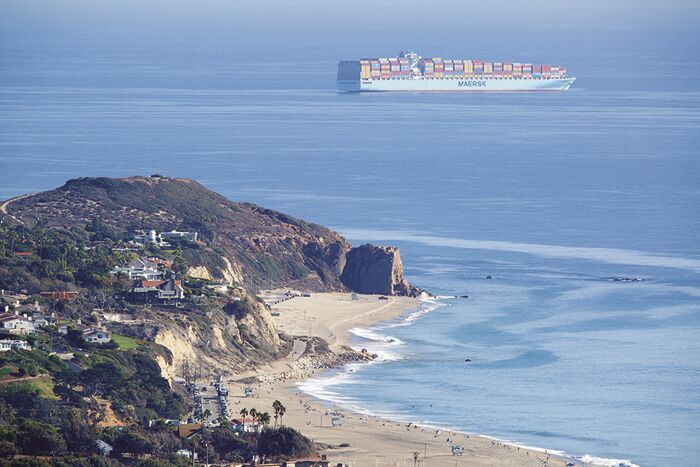 Glut of Cargo Ships Waiting to Enter LA Ports Loiter Along Malibu Coast