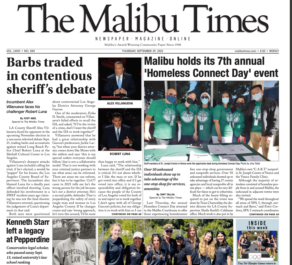The Malibu Times September 29, News Article Corrected