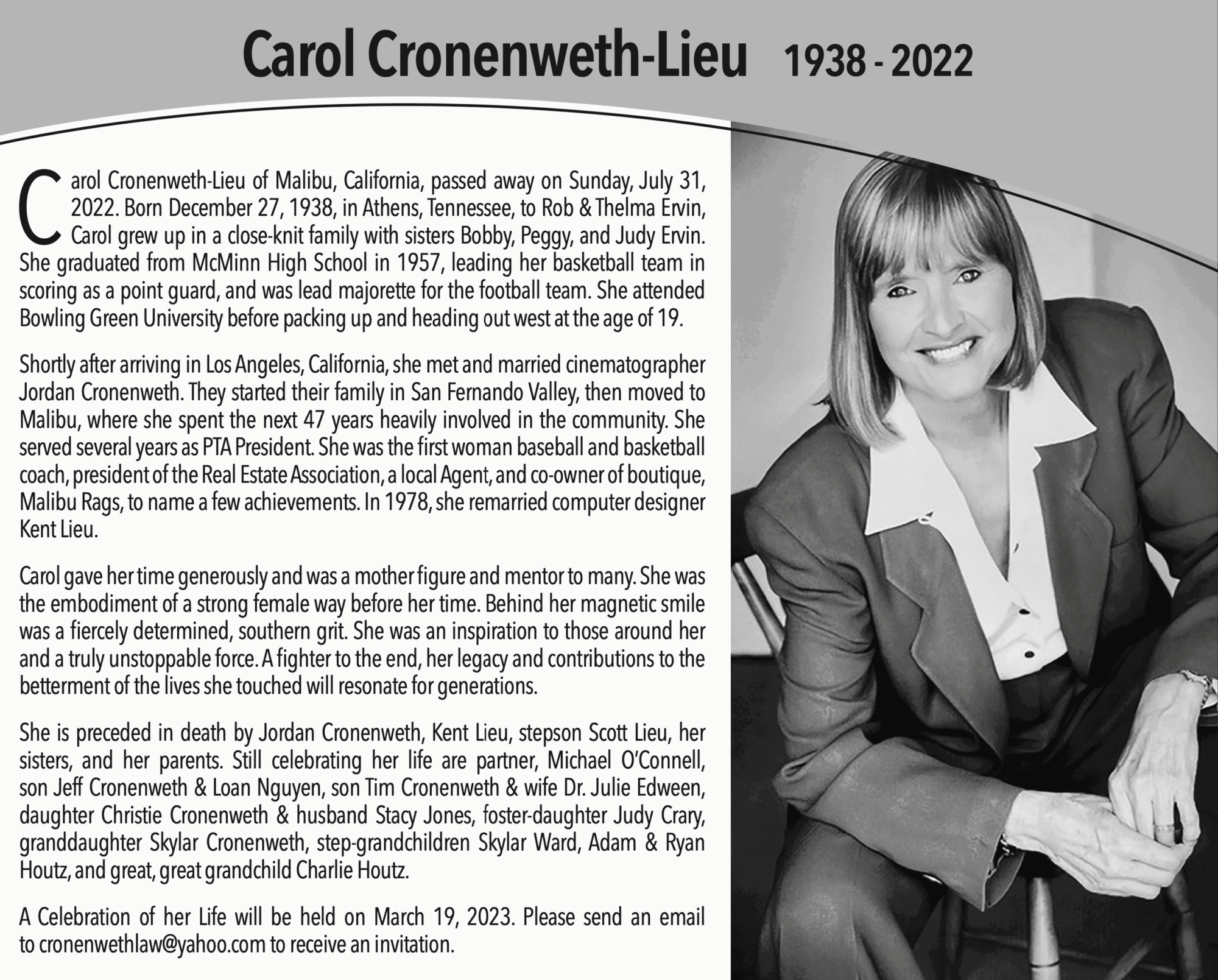 Obituary: Carol Cronenweth