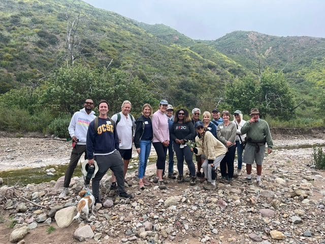 Community members join state Assembly member Jacqui Irwin on Sunday hike