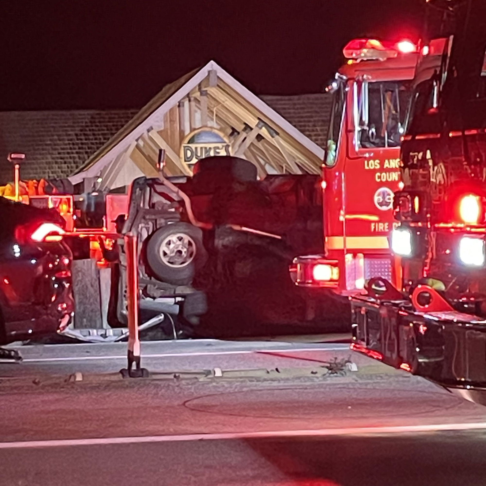 BREAKING: Overturned vehicle on PCH and Las Flores; LA County Fire Department on scene