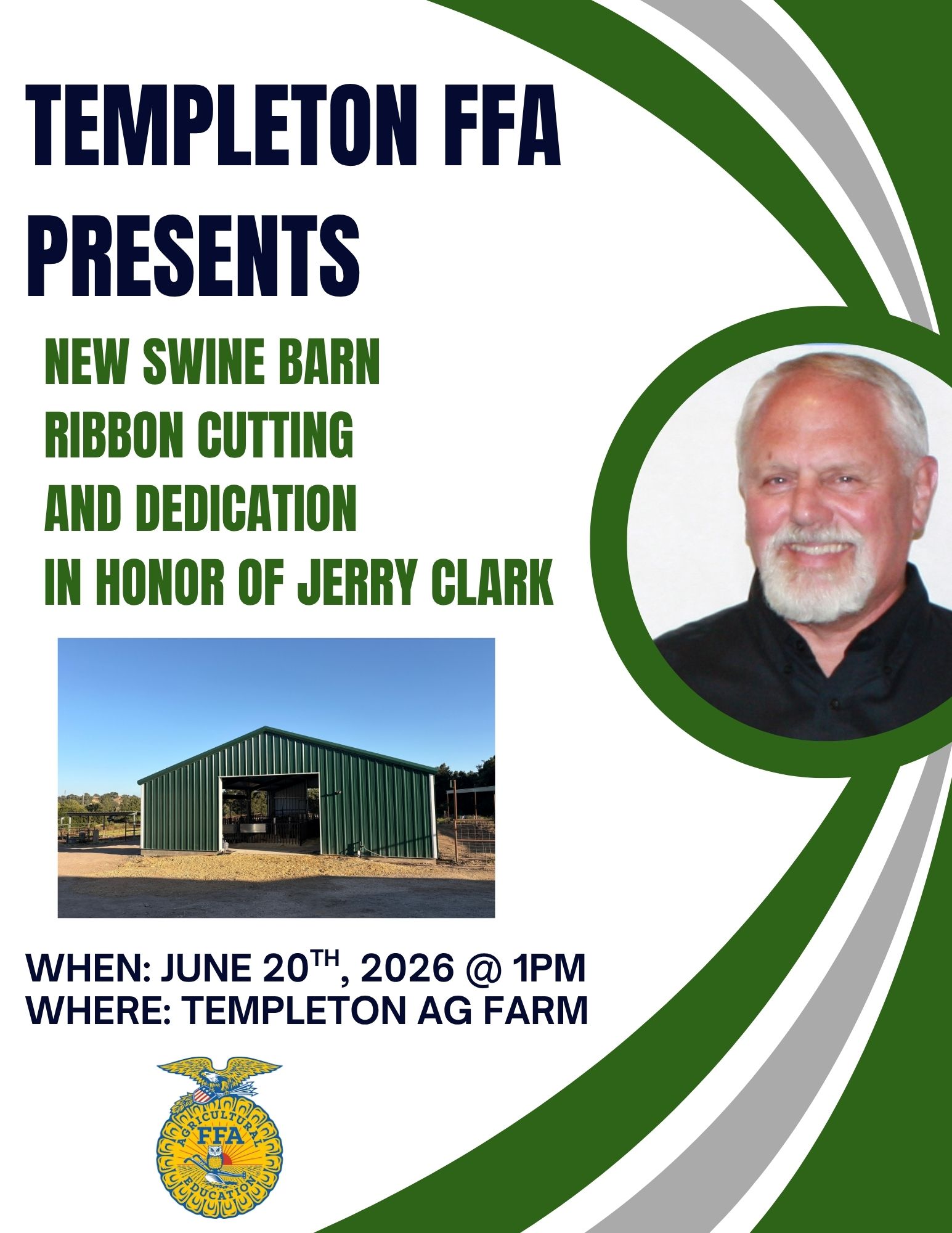 Templeton FFA to dedicate new Swine Barn in honor Jerry Clark