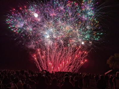 Organizers setting up for Solvang Fourth of July events