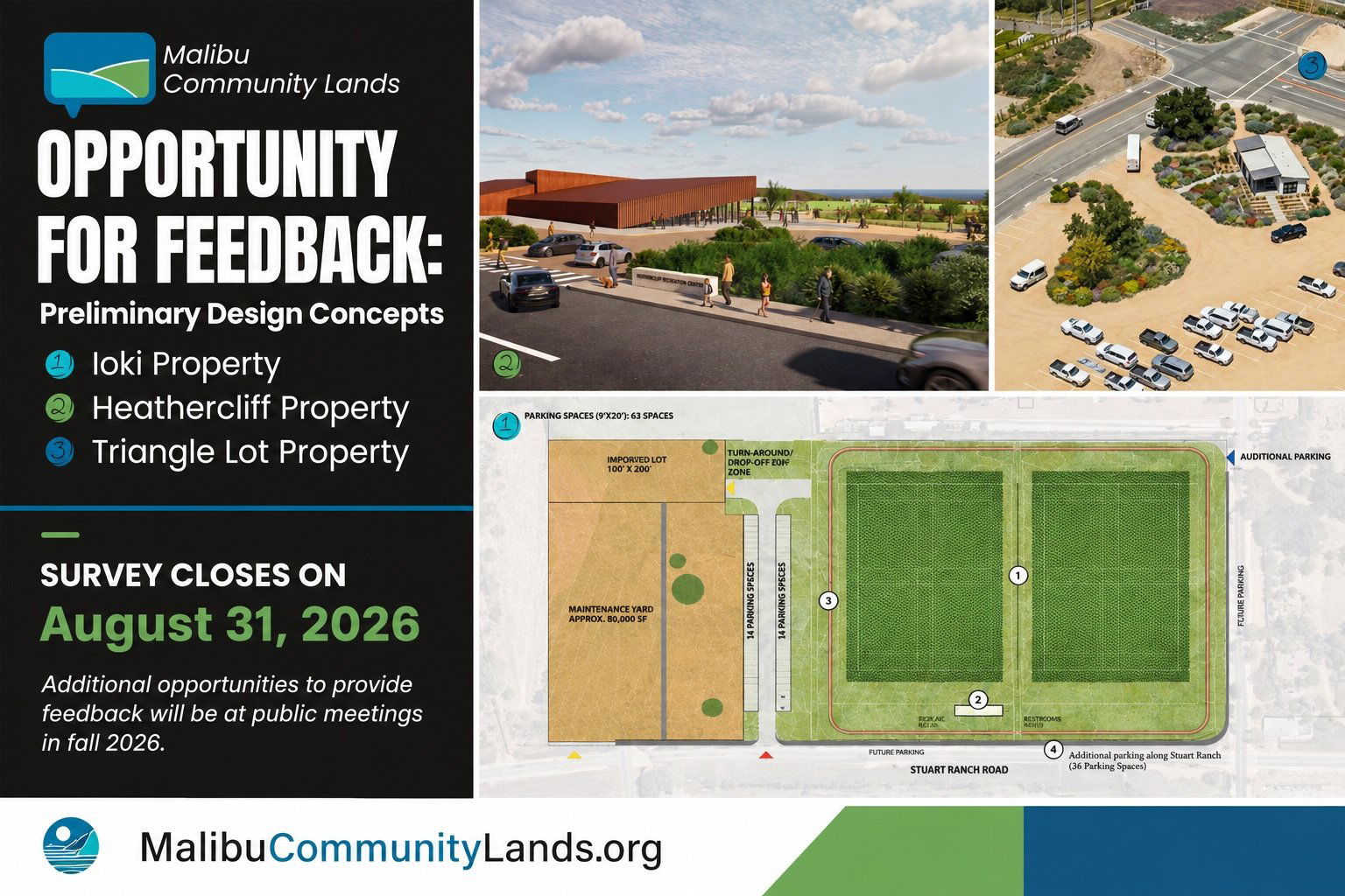 Malibu seeks community feedback on preliminary designs for three Community Lands Properties