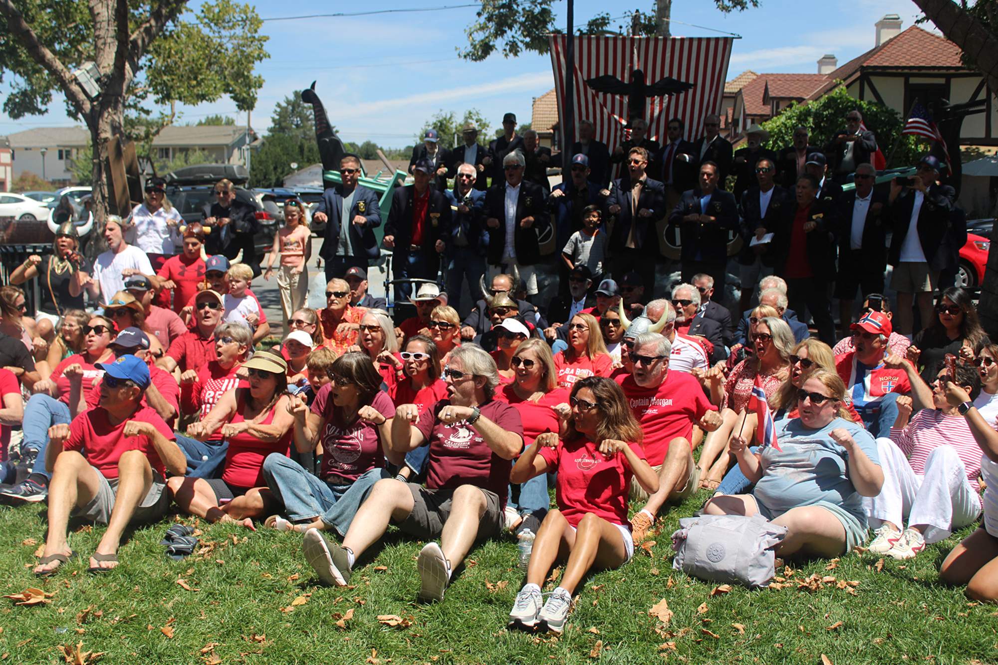 Vikings of Solvang, soccer fans row for Norway during World Cup