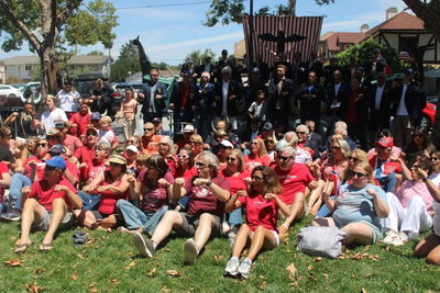 Vikings of Solvang, soccer fans row for Norway during World Cup