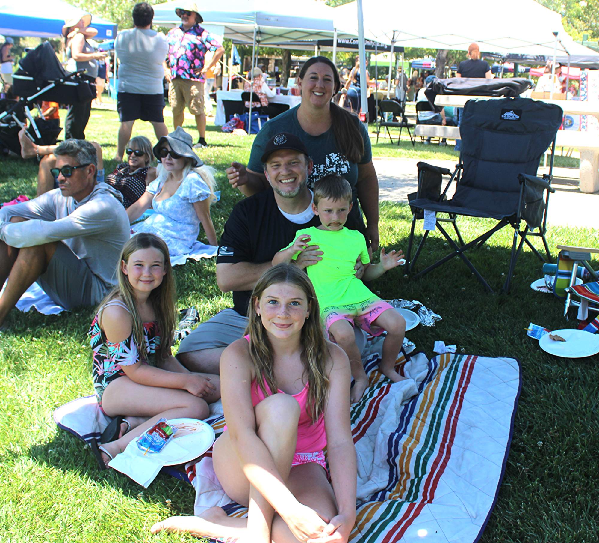 The Roylance family, (clockwise from top) Kristen, Jonathan, Samuel, Valerie, and Emily enjoy the festivities at the Buellton BBQ Bonanza on July 25 at River View Park. Photo by Mike Chaldu/SYVS