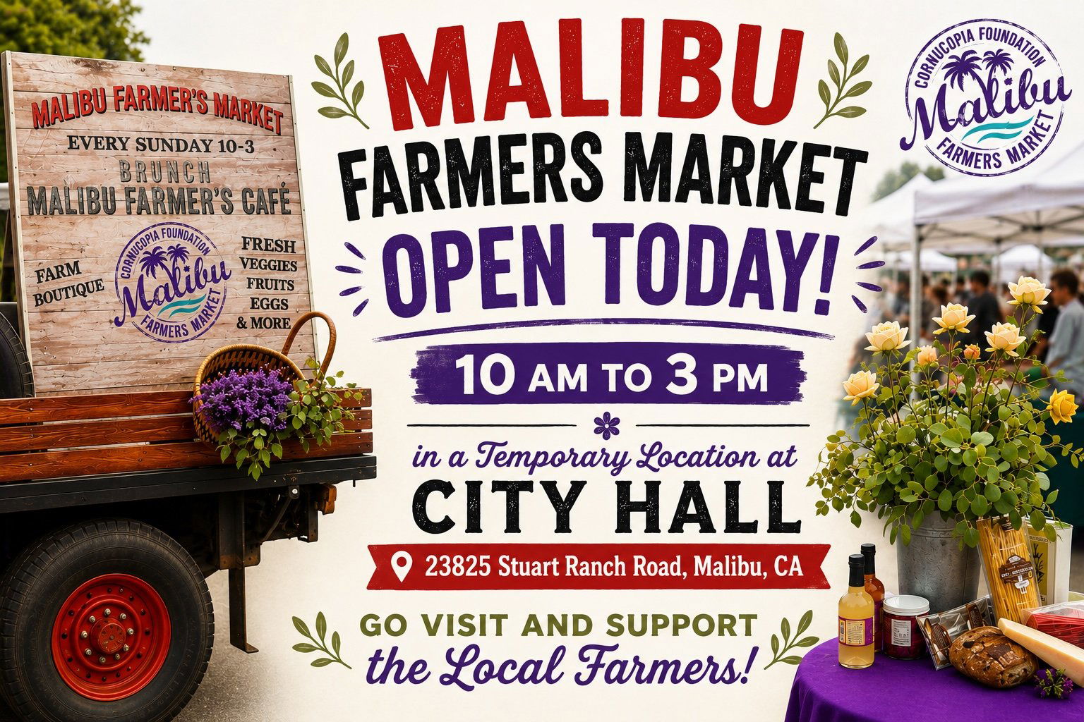 Malibu Farmers Market open today at temporary City Hall location