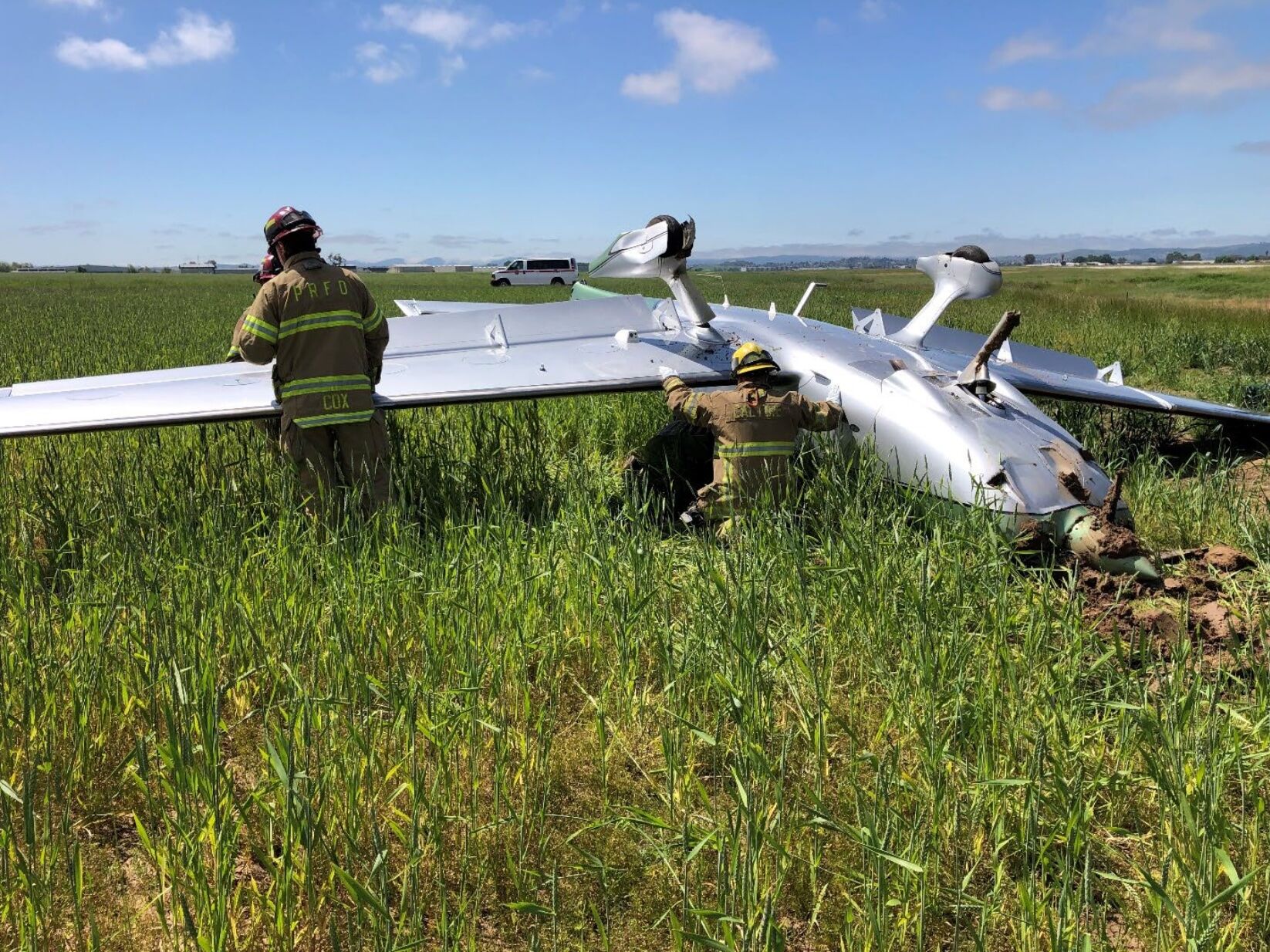 Fire and Emergency Services respond to crashed aircraft