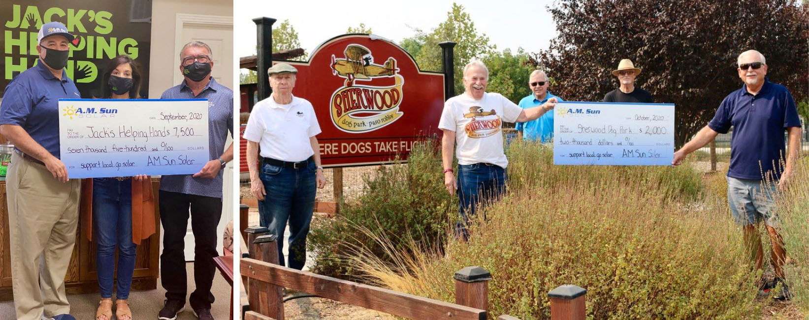 A.M. Sun Solar donates $9,500 to Jack’s Helping Hand and Sherwood Dog Park