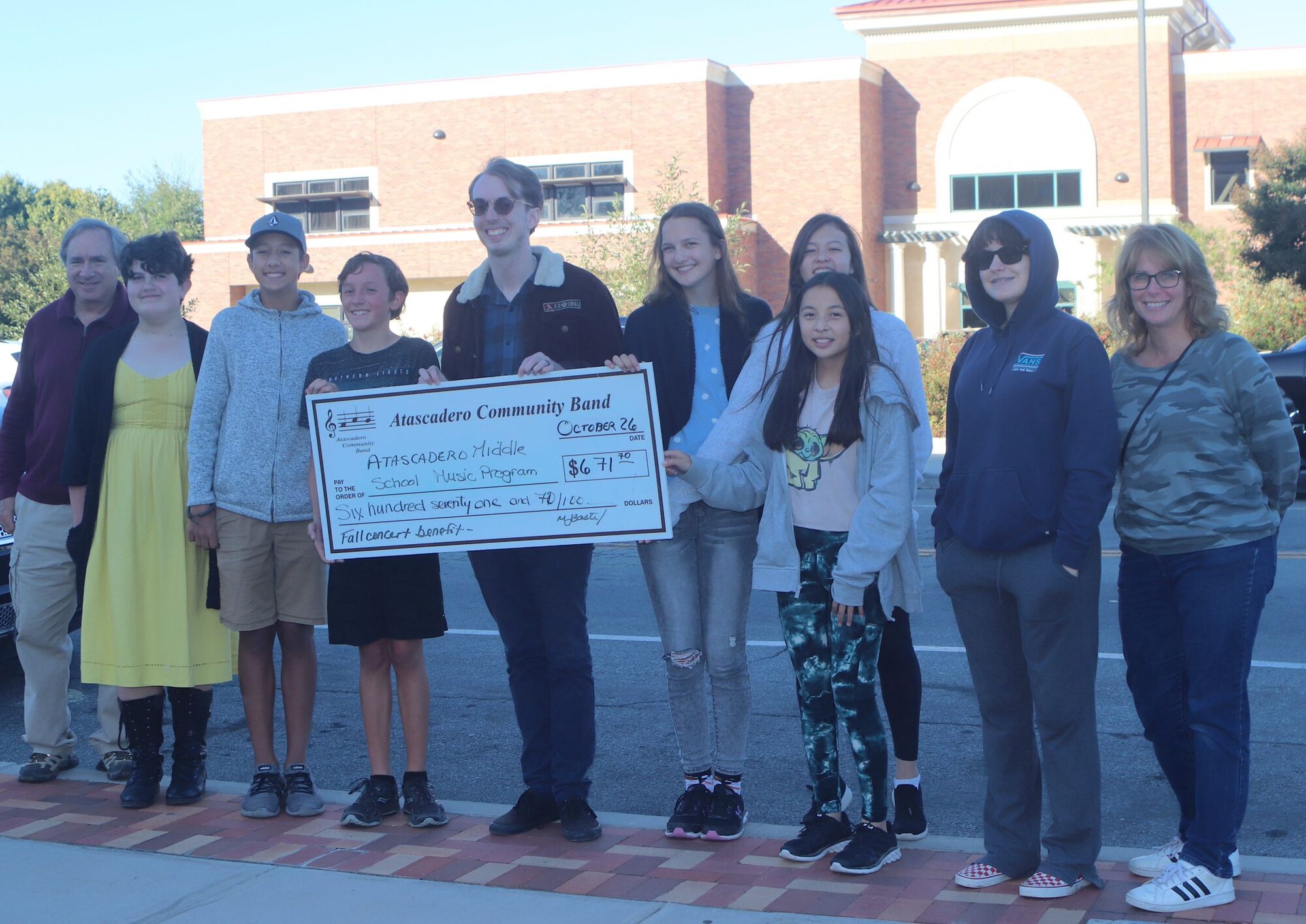 Atascadero Community Band Presents Donation to Middle School