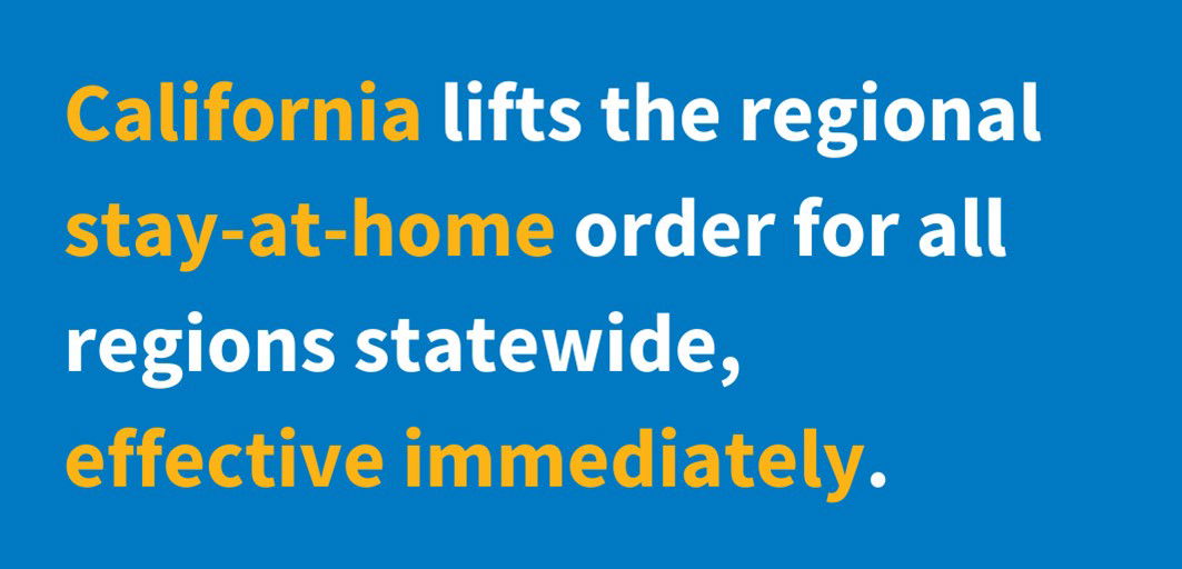 Public Health Officials Lift Regional Stay at Home Order for All Regions