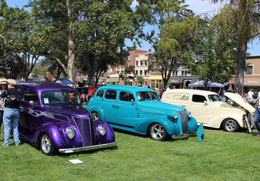 Golden State Car Show -- 3 cars in the park