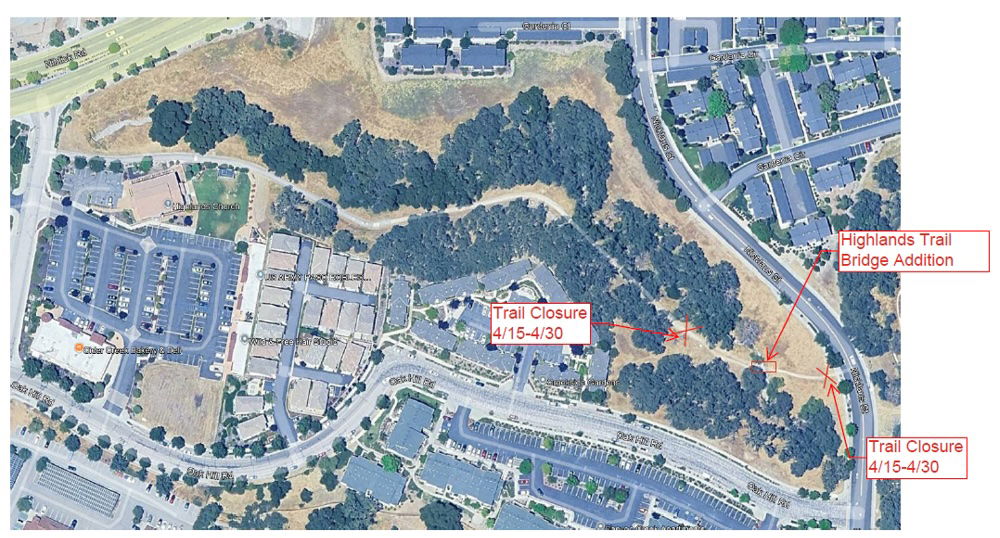 Temporary closure of Highlands Trail for bridge installation