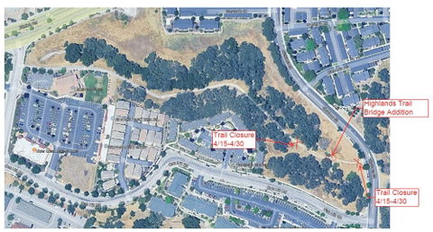 Temporary closure of Highlands Trail for bridge installation