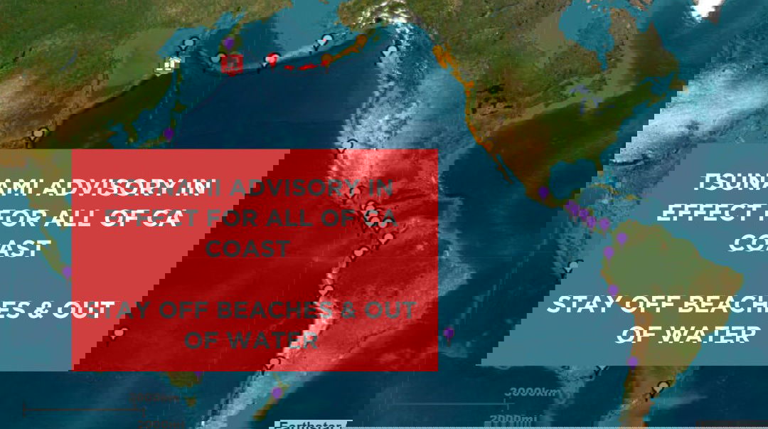 Tsunami Watch Upgraded to Advisory for California Coast