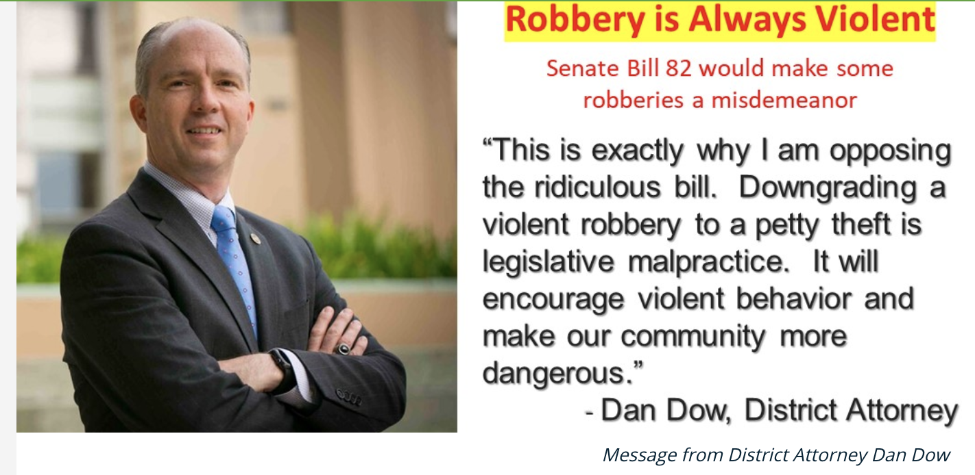 DA's Call for Withdrawal of Dangerous Petty Theft Legislation