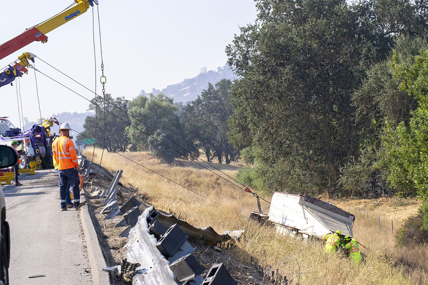 Truck Goes Off Southbound Highway 101 Near Santa Barbara Road