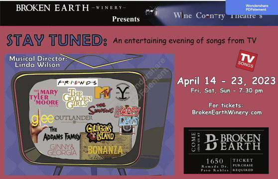 ‘Stay Tuned’ Songs from TV to be presented by Wine Country Theatre&nbsp;