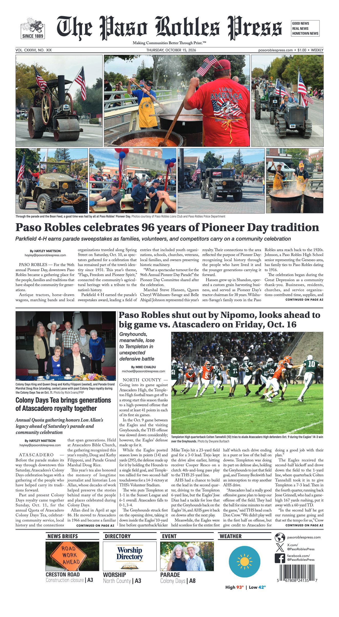 Paso Robles Press, Oct 2026 cover
