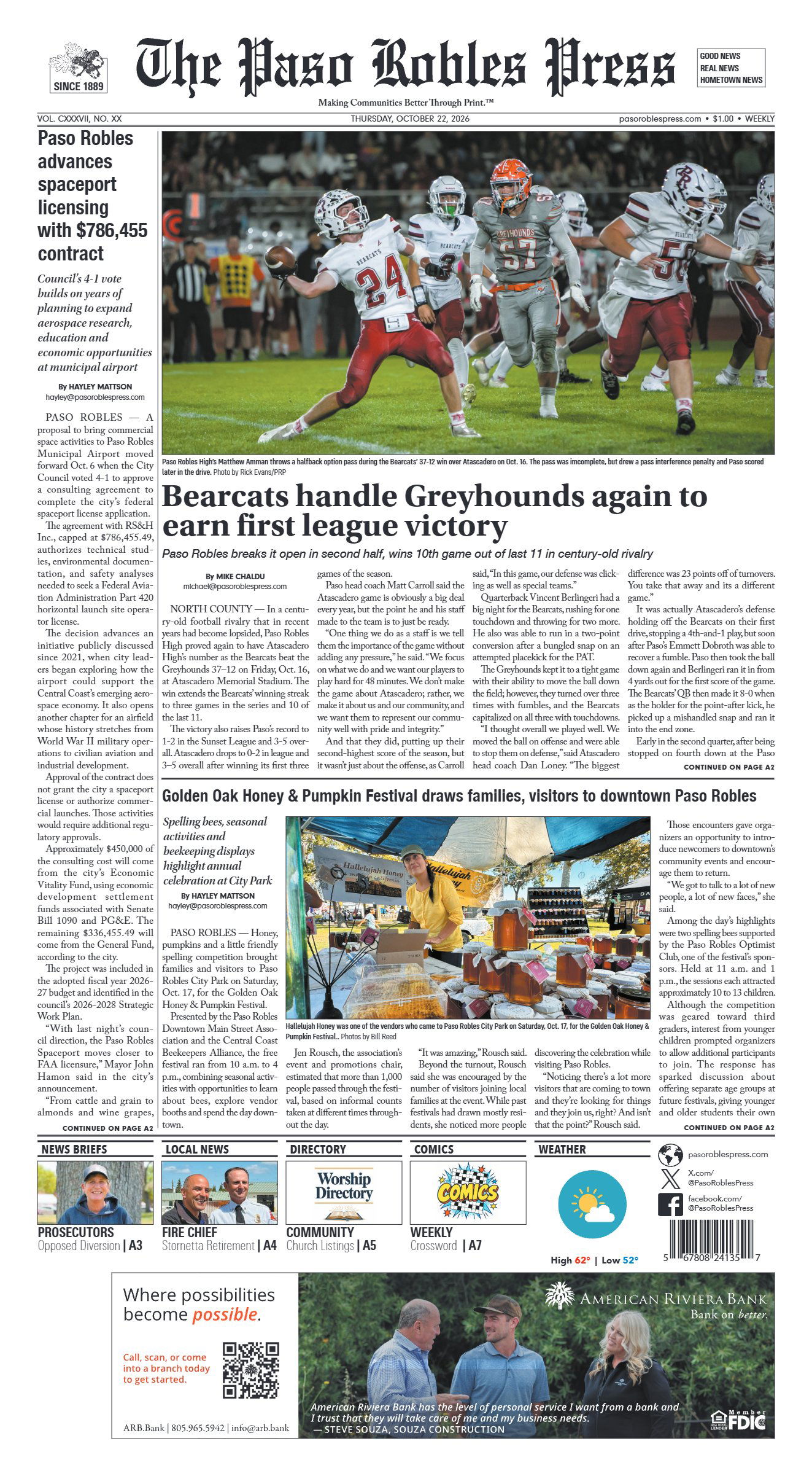 Paso Robles Press, Oct 2026 cover