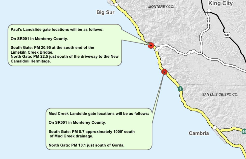 CA 1 Closed at Paul’s Slide