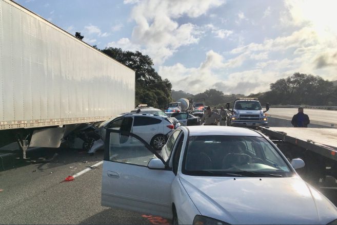 Southbound 101 Blocked at Nojoqui Grade After Pursuit, Multi-Vehicle Injury Crash
