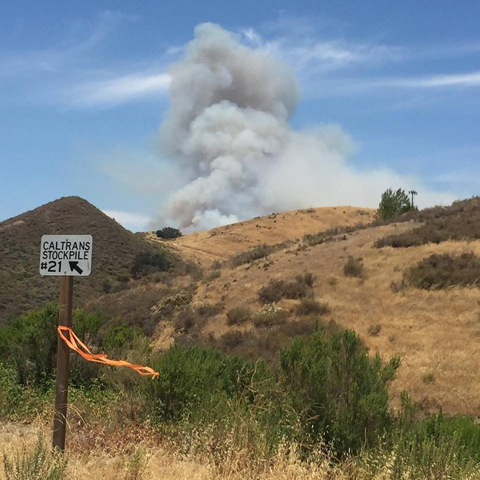 Vegetation fire currently burning near Highway 1