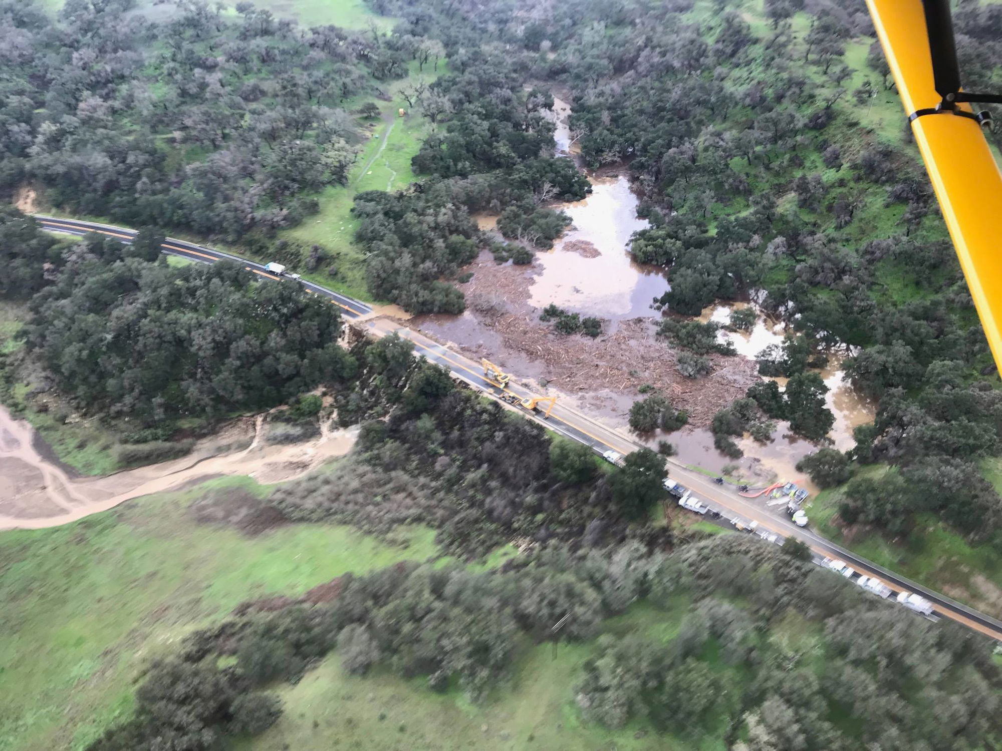 Highway 154 closed indefinitely as crews clear culvert
