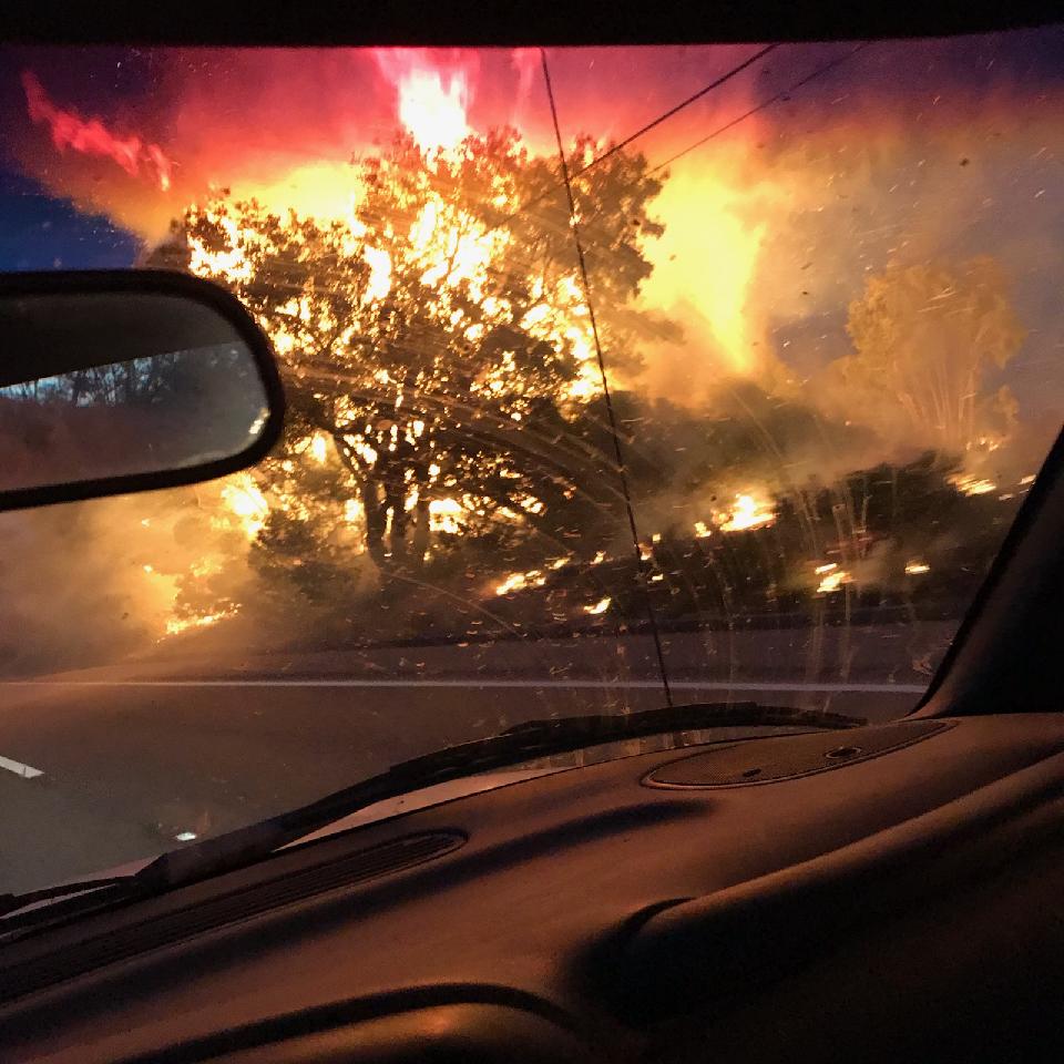 Vegetation fire burning on Gaviota Coast