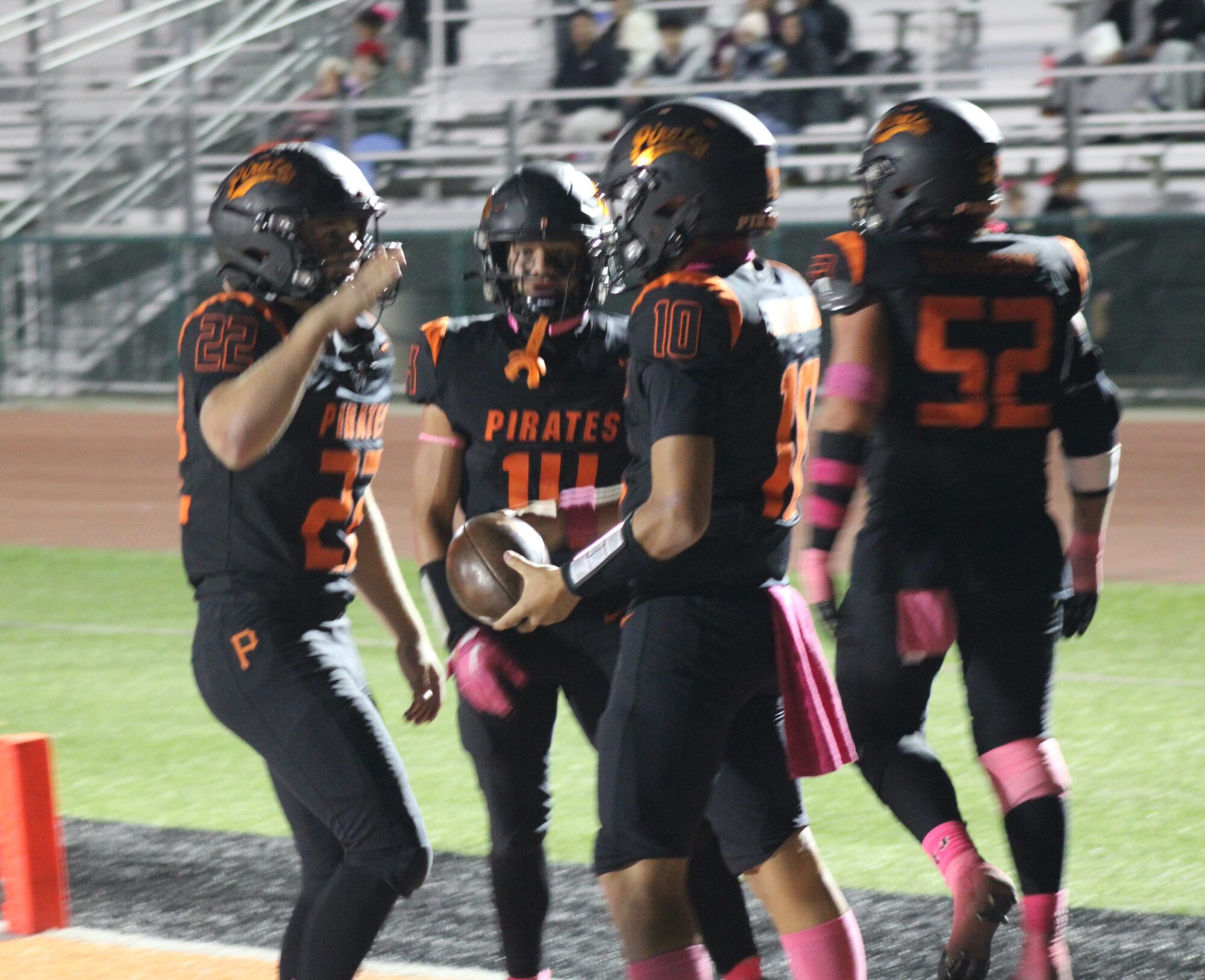 Santa Ynez offense in the pink against Pioneer Valley